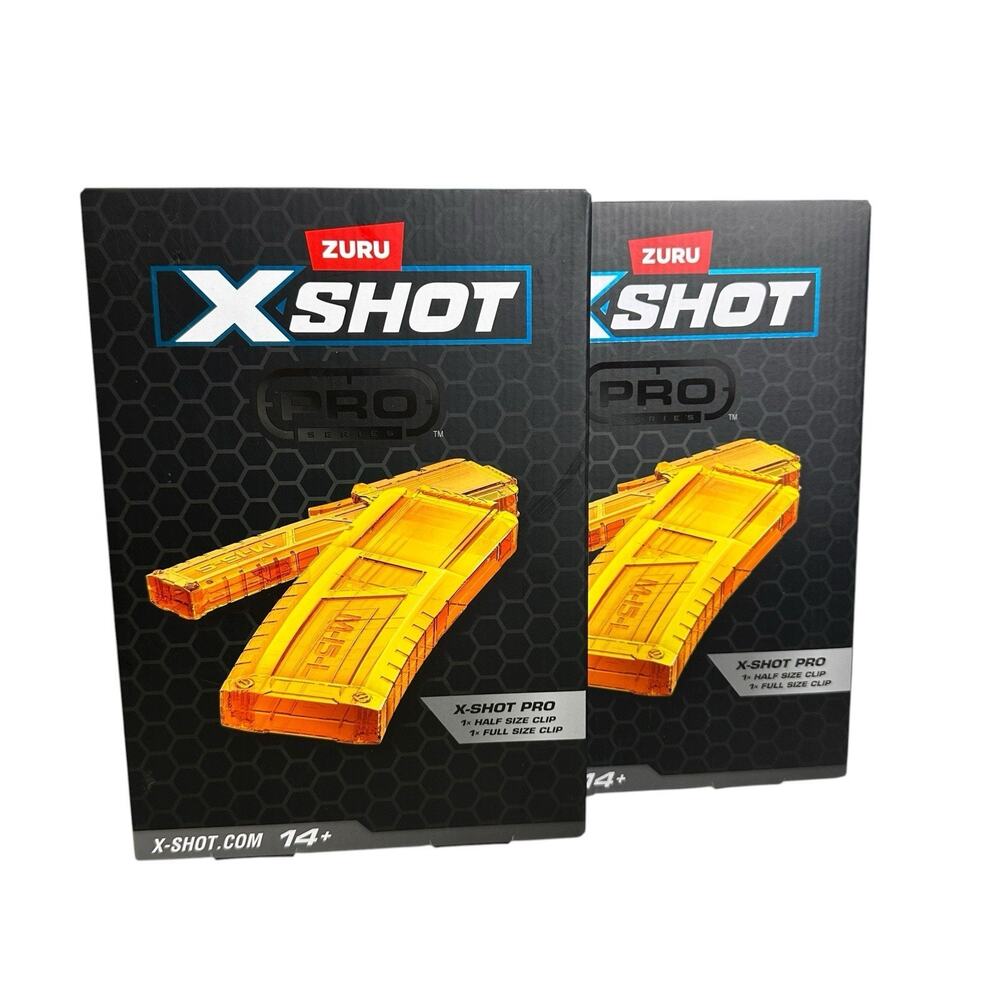Zuru X-Shot Pro Series Clip Pack Orange Half & Full Size Magazine 36753 Lot of 2